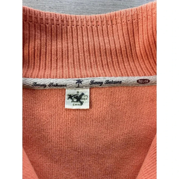 Tommy Bahama Aruba 1/4 Zip Knit Sweatshirt Sweater Coral Orange S - Picture 4 of 9